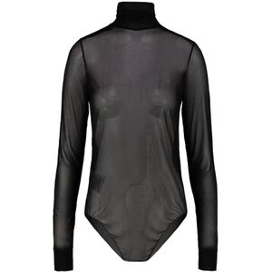 Maison Margiela, Semi-Transparante Turtleneck Bodysuit Zwart, Dames, Maat:S