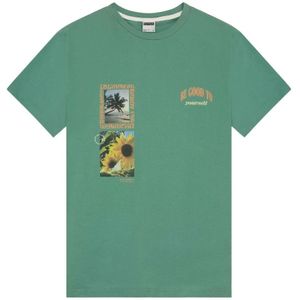 Kultivate, Kleurrijk Grafisch T-shirt Yourself Groen, Heren, Maat:L