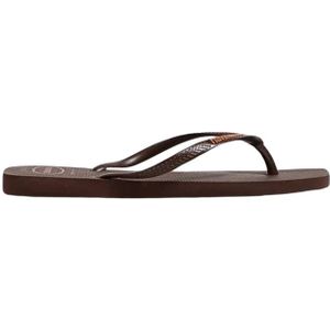 Havaianas, Schoenen, Dames, Bruin, 35 EU, Bruine Square Logo Pop Up Flip Flops