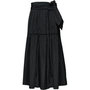 Douuod Woman, Soleil Rok Pareo Taffeta Ruches Zwart, Dames, Maat:S