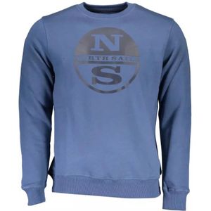 North Sails, Sweatshirts & Hoodies, Heren, Blauw, L, Katoen, Blauwe Katoenen Trui met Logo Print