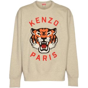 Kenzo, Sweatshirts & Hoodies, Heren, Beige, XL, Katoen, Stijlvolle Sweaters Collectie