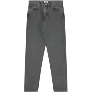 Edwin, Regular Tapered Zwart Denim Jeans Grijs, Heren, Maat:W34