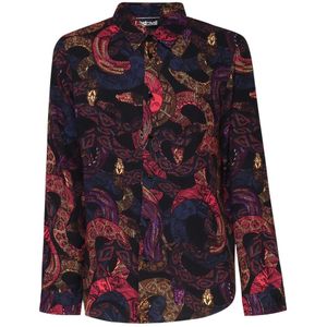 Just Cavalli, Overhemden, Heren, Veelkleurig, M, Multicolor Allover Print Shirt Knoopsluiting