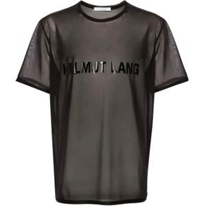 Helmut Lang, Tops, Heren, Zwart, XL, Chiffon, Chiffon Zwart Logo Tee