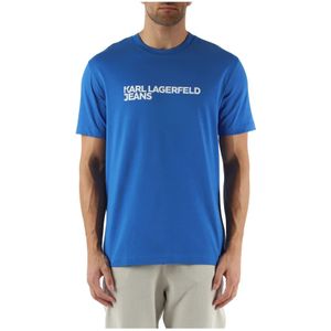 Karl Lagerfeld, Tops, Heren, Blauw, L, Katoen, Biologisch Katoen Regular Fit T-shirt