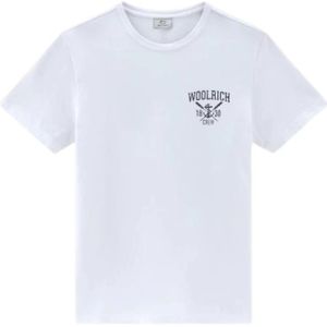 Woolrich, Tops, Heren, Wit, M, Katoen, Navy Logo T-shirt