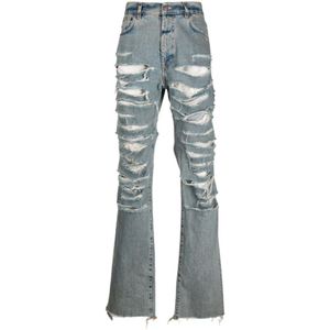 424, Jeans, Heren, Blauw, M, Denim, Versleten Straight-Leg Jeans