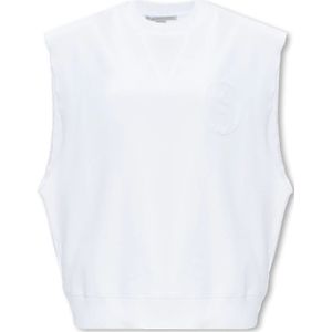 Stella McCartney, Katoenen vest met logo Wit, Dames, Maat:M