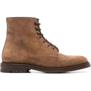 Brunello Cucinelli, Schoenen, Heren, Bruin, 42 1/2 EU, Leer, Bruine Enkellaarzen voor Mannen