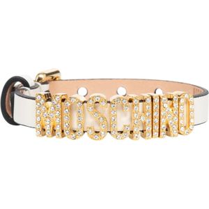 Moschino, Eenvoudig Logo Armband met Gespsluiting Wit, Dames, Maat:ONE Size