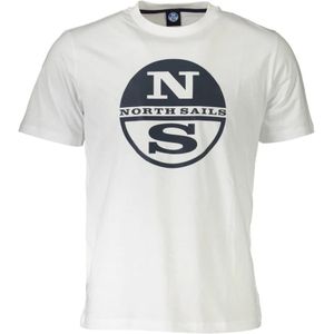 North Sails, Tops, Heren, Wit, M, Korte Mouw T-Shirt Wit Logo Print