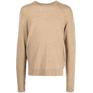 Calvin Klein, Beige Wool Mouline Sweatshirt Beige, Heren, Maat:L