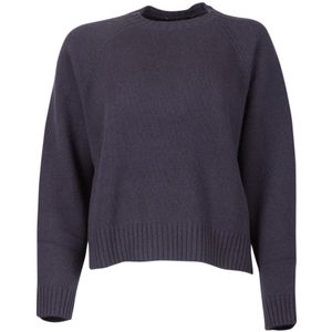 Max Mara Weekend, Truien, Dames, Blauw, L, Wol, Blauwe Wol Crewneck Sweater