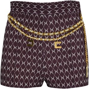 Elisabetta Franchi, Korte broeken, Dames, Rood, XS, Polyester, Hoge taille stretch crepe shorts met slanke pasvorm