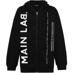 Balmain, Sweatshirts & Hoodies, Heren, Zwart, M, Katoen, Zwarte Sweatshirts voor Mannen