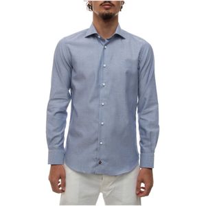 Càrrel, Overhemden, Heren, Blauw, XL, Katoen, Micro Print Jurk Hals Shirt