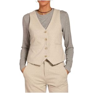 Mason's, Jassen, Dames, Beige, 2Xs, Gestreept jersey gilet Ellen