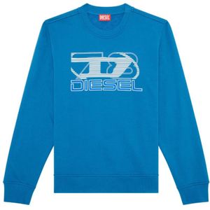 Diesel, Sweatshirts & Hoodies, Heren, Blauw, L, Katoen, Sweatshirts