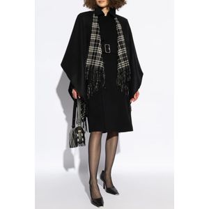 Burberry, Jassen, Dames, Zwart, ONE Size, Wol, Wollen Poncho