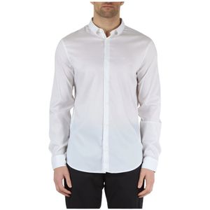 Armani Exchange, Overhemden, Heren, Wit, S, Klassieke Lange Mouw Lyocell Overhemd