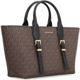 Michael Kors, Tassen, Dames, Bruin, ONE Size, Polyester, Logo Coated Handtas met Schouderband