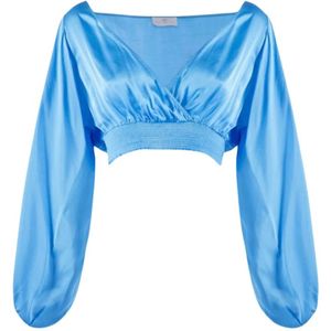 Nenette, Blouses & Shirts, Dames, Blauw, M, Satijn, Sweatshirts Hoodies