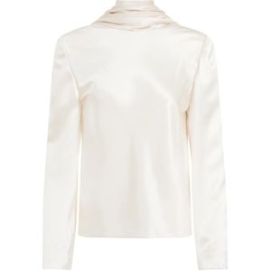 Saint Laurent, Blouses & Shirts, Dames, Beige, M, Witte Gedrapeerde Crepe Blouse