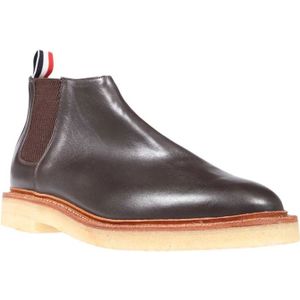 Thom Browne, Schoenen, Heren, Bruin, 40 1/2 EU, Leer, Tricolor Leren Enkellaarzen