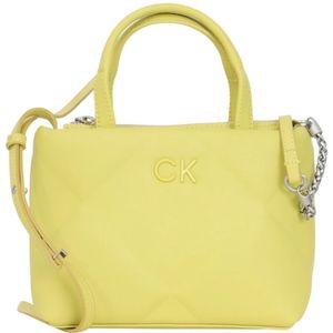Calvin Klein, Tassen, Dames, Geel, ONE Size, Polyester, Groene Re-lock Quick Tote Mini Tas