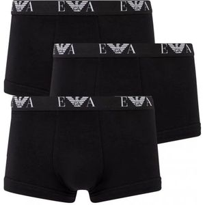 Emporio Armani, Ondergoed, Heren, Zwart, S, Katoen, 3-Pack Logo Waist Stretch Boxers - Emporio Armani