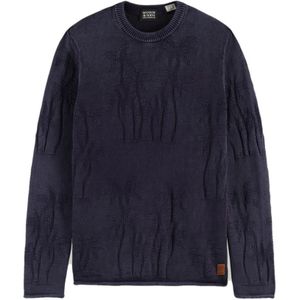 Scotch & Soda, Katoenen Jacquard Sweater Blauw, Heren, Maat:M