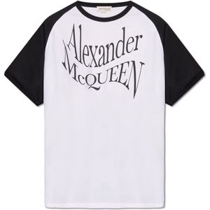 Alexander McQueen, Tops, Heren, Wit, 2Xl, Katoen, Skull T-shirt