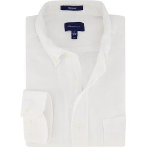 Gant, Casual wit linnen overhemd Wit, Heren, Maat:XL