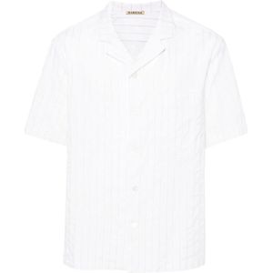 Barena Venezia, Overhemden, Heren, Wit, M, Katoen, Witte Katoenen Overhemd Pinstripe Klokkraag