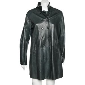 Armani Pre-owned, Pre-owned, Dames, Groen, M, Leer, Pre-owned Leather outerwear