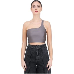 Adidas Originals, Tops, Dames, Grijs, M, Spandex, Grijze Spandex Crop Top Festivalstijl