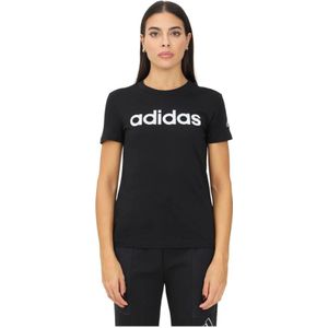 Adidas, Slim Fit Zwart Sportief T-shirt Zwart, Dames, Maat:L