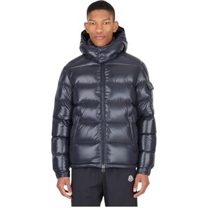 Moncler, Jassen, Heren, Blauw, S, Gewatteerd Donsjack