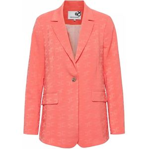 &Co Woman, Jassen, Dames, Roze, XL, Polyester, Comfort Jacquard Blazer Flamingo