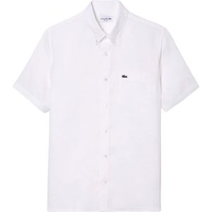 Lacoste, Overhemden, Heren, Wit, 2Xl, Linnen, Witte Linnen Overhemd voor Heren