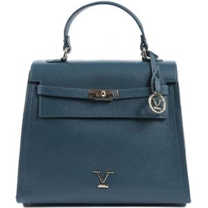 19v69 Italia, Unieke Design Leren Handtas Blauw, Dames, Maat:ONE Size