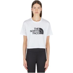 The North Face, Logo-print bijgesneden T-shirt Wit, Dames, Maat:XS