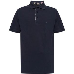 Etro, Tops, Heren, Blauw, S, Katoen, Navy Blue Geborduurd Logo Polo