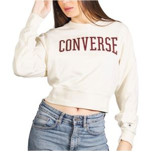 Converse, Sweatshirts & Hoodies, Dames, Wit, XS, Stijlvolle Crew Sweatshirt voor Vrouwen
