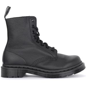 Dr. Martens, Zwarte Gehamerde Leren Pascal Mono Laars Zwart, Dames, Maat:38 EU