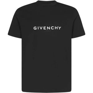 Givenchy, Tops, Heren, Zwart, M, Katoen, Zwarte Ribgebreide T-shirts en Polos