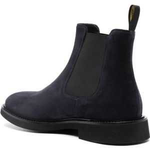 Doucal's, Schoenen, Heren, Blauw, 42 1/2 EU, Suède, Blauwe Suède Amandel Teen Laarzen