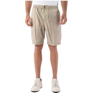 PT Torino, Korte broeken, Heren, Beige, S, Wol, Wollen Bermuda Shorts met Elastische Taille