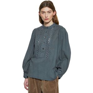Antik Batik, Blouses & Shirts, Dames, Grijs, XS, Katoen, Aya openwork blouse